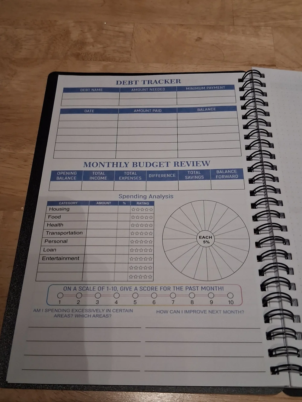 Budget Planner Spiral Notebook - Black